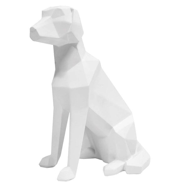 Present Time Sitting Dog Faceted Sculpture Large - White - Modern Quests
