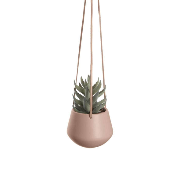 Present Time Skittle Hanging Ceramic Planter Small - Soft Pink