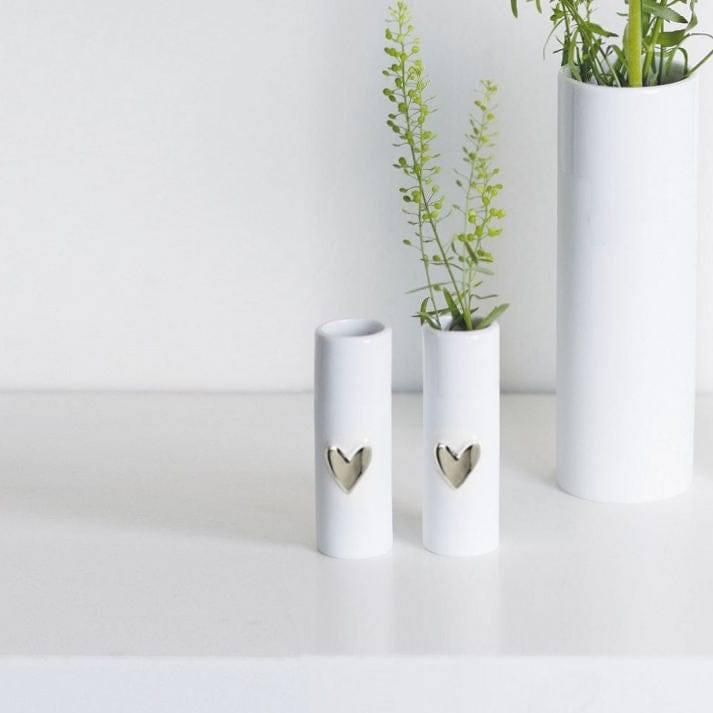 Rader Germany Heart Mini Vases, Set of 2 - Silver - Modern Quests