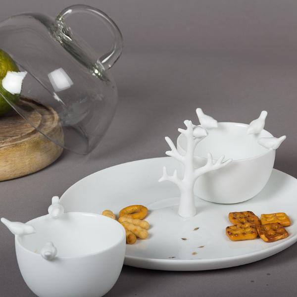 Rader Germany Porcelain Stories Small Bowls, Set of 2 - Birds - Modern Quests