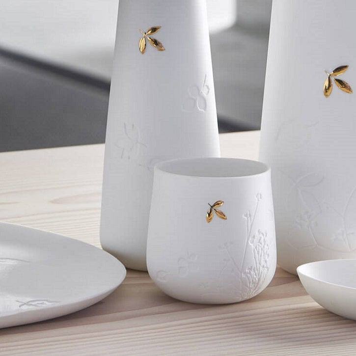 Rader Germany Porcelain Tealight Holder - Golden Leaf - Modern Quests