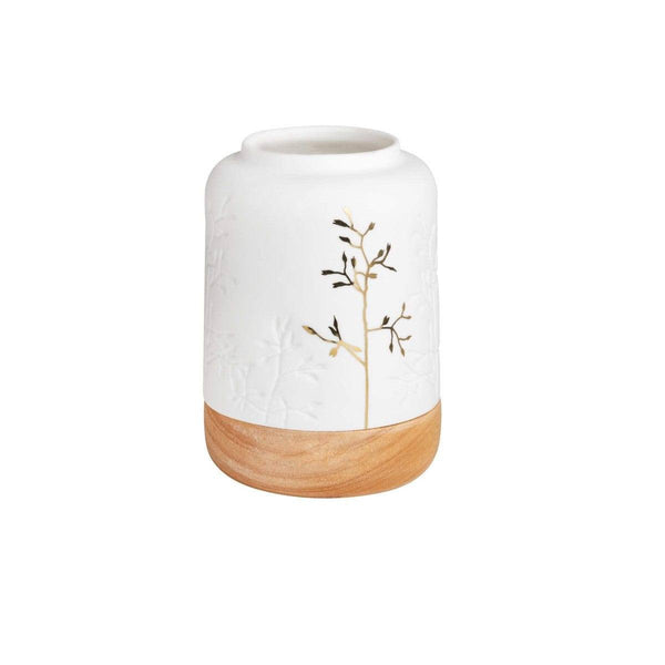 Rader Germany Porcelain Vase with Wooden Base Small - Gold Branch - Modern Quests