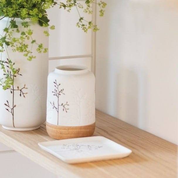 Rader Germany Porcelain Vase with Wooden Base Small - Gold Branch