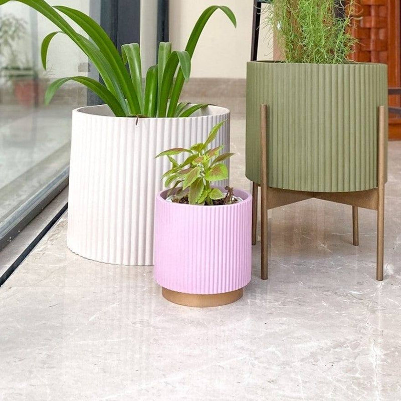 Ripples Home Midori Planter with Base Small - Pink - Modern Quests