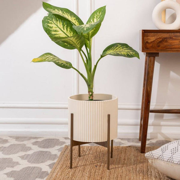 Ripples Home Midori Planter with Stand Medium - Beige - Modern Quests