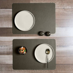 Rectangular Grain Faux Leather Placemats, Set of 2 - Olive