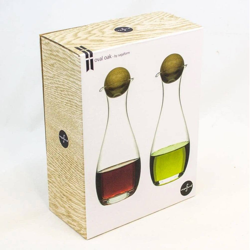 Sagaform Sweden Nature Oil and Vinegar Bottles with Oak Stoppers, Set of 2 - Modern Quests