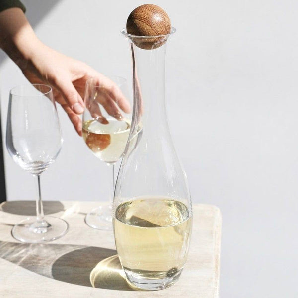Sagaform Sweden Nature White Wine Carafe with Oak Stopper - Modern Quests