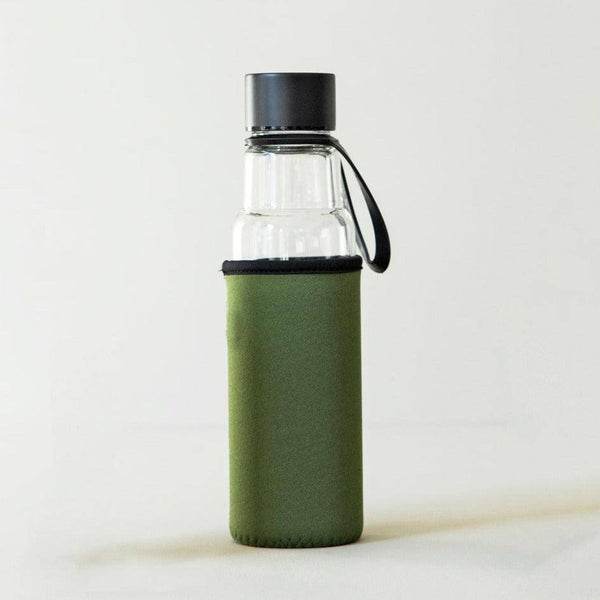 Sagaform Sweden Saga Glass Bottle With Sleeve - Green