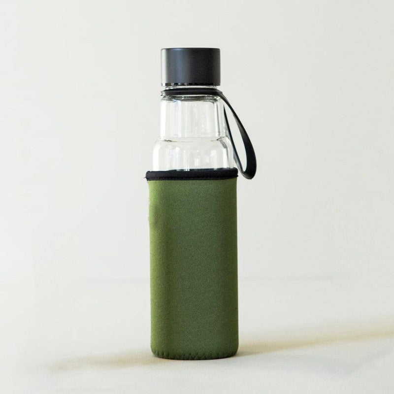 Sagaform Sweden Saga Glass Bottle With Sleeve - Green - Modern Quests