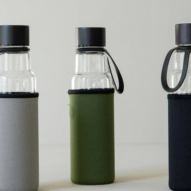 Sagaform Sweden Saga Glass Bottle With Sleeve - Green - Modern Quests