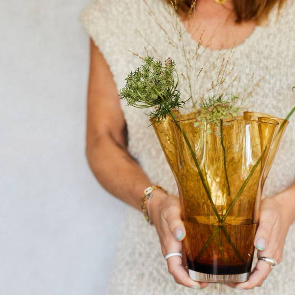 Sagaform Sweden Viva Glass Vase Large - Amber