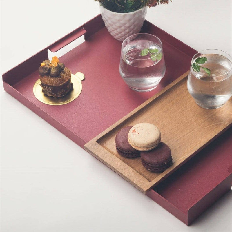 SPIN Flint Serving Tray, Large - Brick Red - Modern Quests