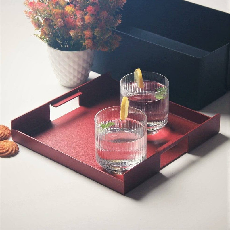 SPIN Flint Serving Tray, Small - Brick Red - Modern Quests