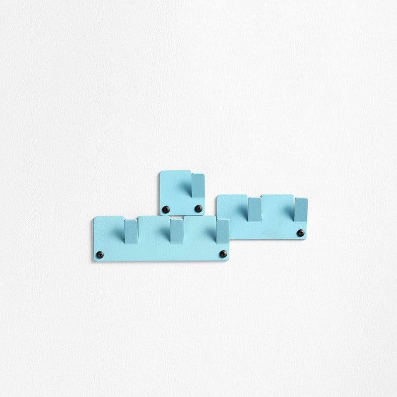 SPIN Tetris Wall Hooks, Set of 3 - Cyan Blue - Modern Quests