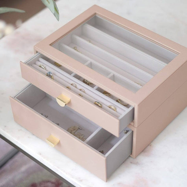 STACKERS London Jewellery Box Double Drawers Medium - Blush - Modern Quests