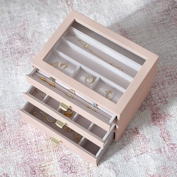 STACKERS London Jewellery Box Triple Drawers Medium - Blush Pink - Modern Quests