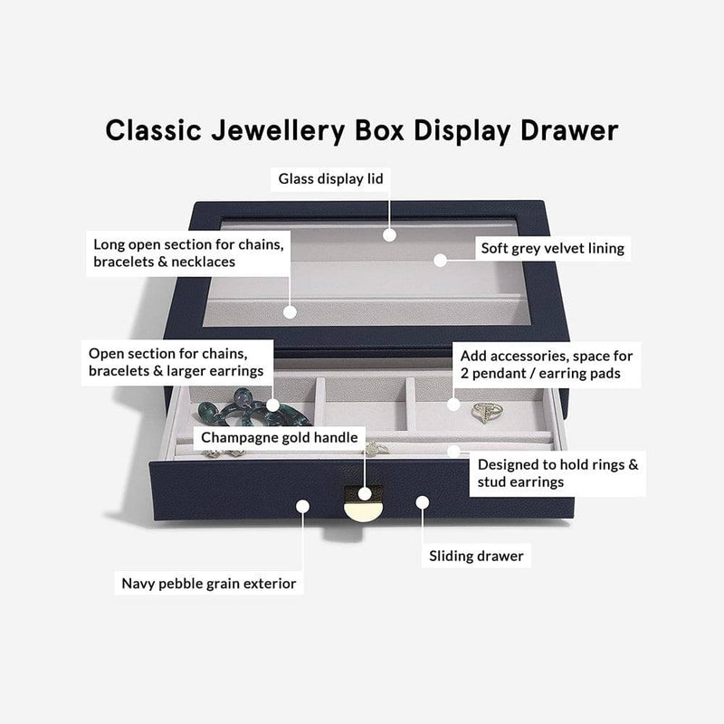 STACKERS London Jewellery Box Triple Drawers Medium - Pebble Navy - Modern Quests