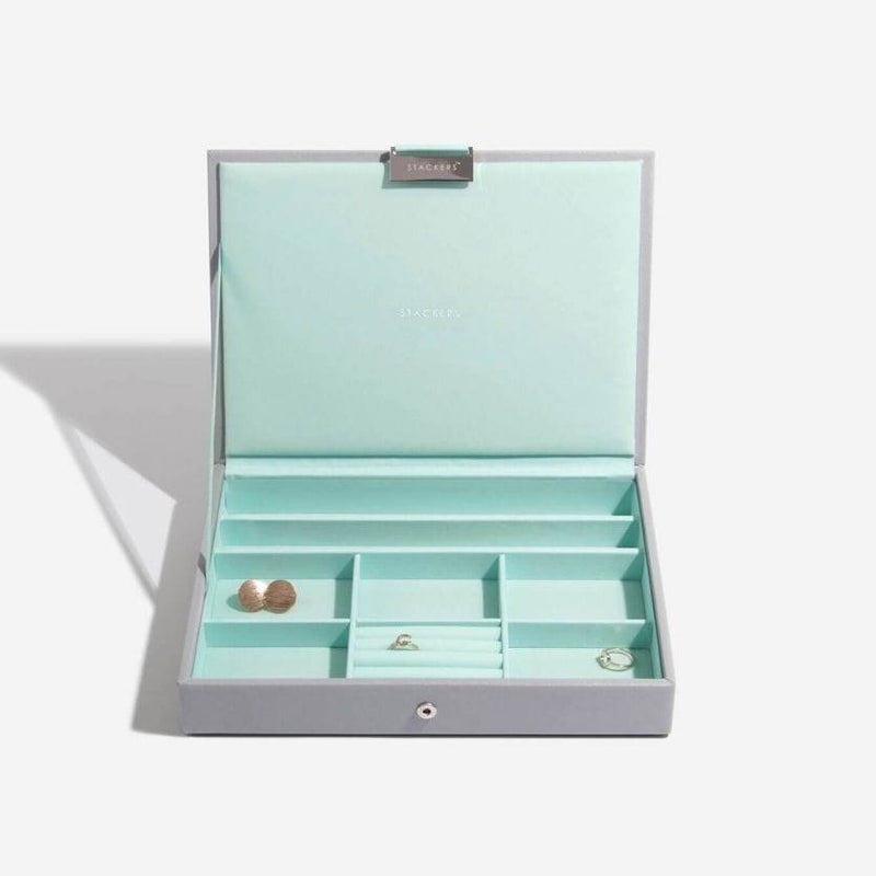 STACKERS London Jewellery Box with Lid Medium - Grey Mint - Modern Quests