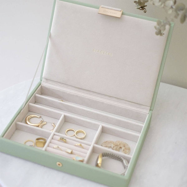 STACKERS London Jewellery Box with Lid Medium - Sage Green