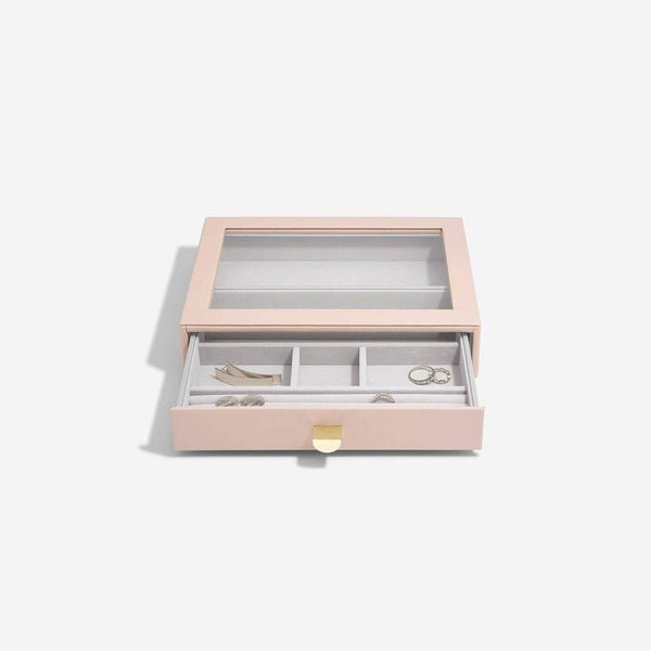 STACKERS London Jewellery Storage Drawer with Glass Lid Medium - Blush Pink
