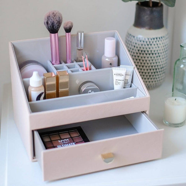 STACKERS London Makeup Organizer with Drawer - Blush Pink - Modern Quests