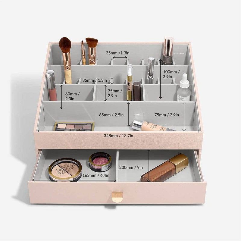 STACKERS London Makeup Organizer with Drawer Large - Blush Pink - Modern Quests