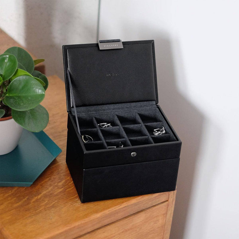 STACKERS London Small Watch & Cufflinks Box Set - Black - Modern Quests