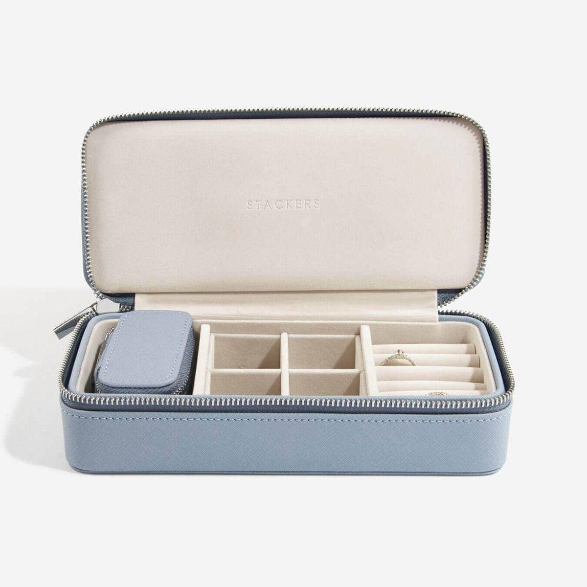 Stackers Travel Jewellery Pouch Duo - Dusky Blue