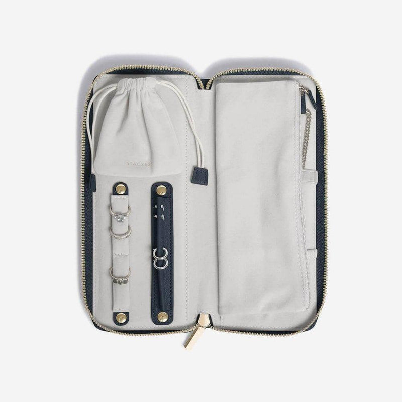 STACKERS London Travel Jewellery Roll Medium - Navy Blue - Modern Quests