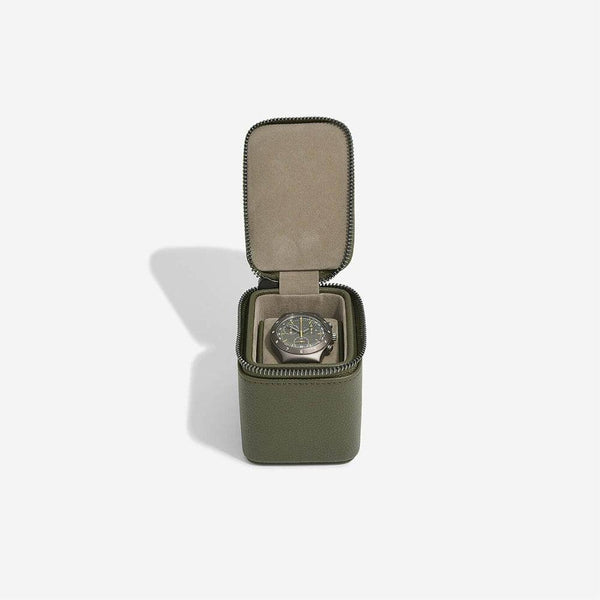STACKERS London Zipped Watch Case Single - Olive Green