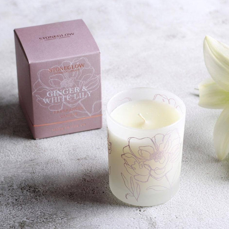Stoneglow London Day Flower Candle - Ginger & White Lily - Modern Quests