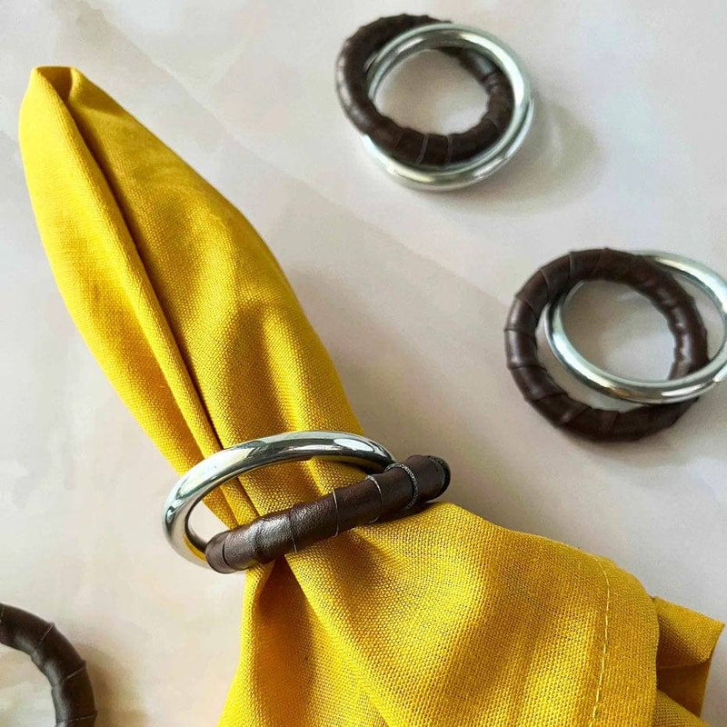 Studio Kiklee Leather Twist Napkin Rings, Set of 4 - Modern Quests