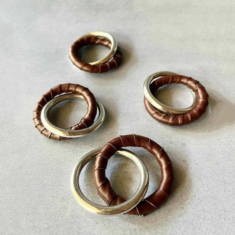 Studio Kiklee Leather Twist Napkin Rings, Set of 4 - Modern Quests