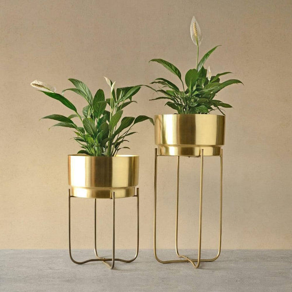 The Decor Remedy Indoor Metal Planters, Set of 2 - Champagne Gold