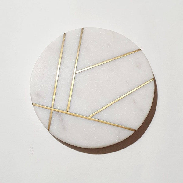 The Handicraft Street Marble Coasters, Set of 4 - Gold Lines - Modern Quests