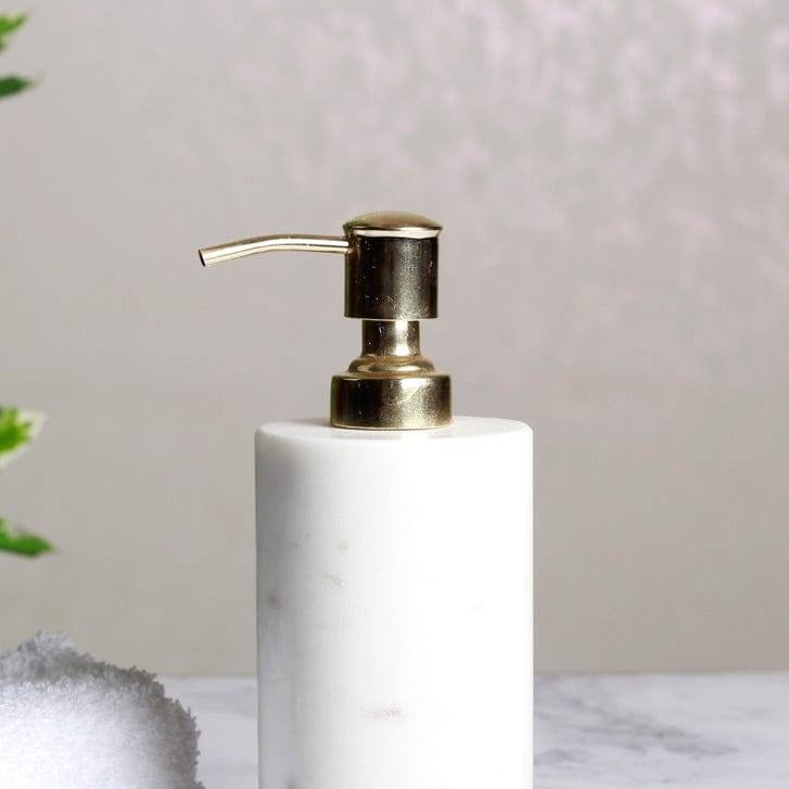 The Handicraft Street Marble Soap Dispenser - White and Gold - Modern Quests