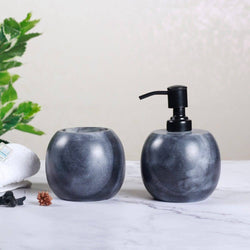 The Handicraft Street Orb Soap Dispenser & Tumbler Set - Black Marble