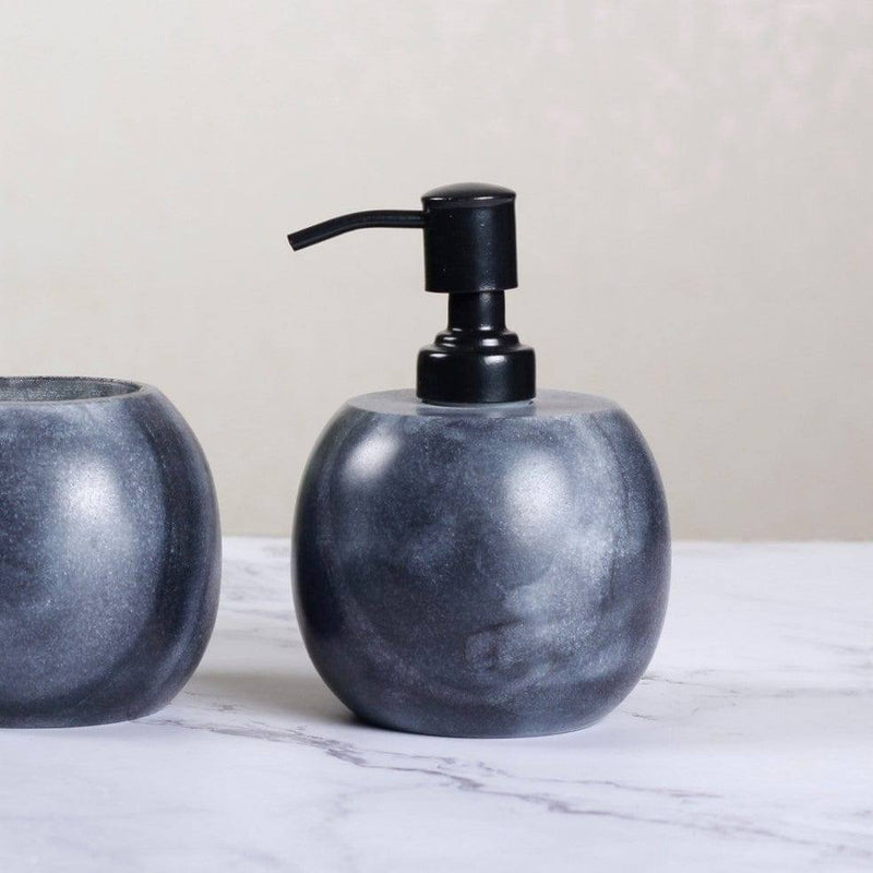 The Handicraft Street Orb Soap Dispenser & Tumbler Set - Black Marble