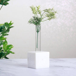 The Handicraft Street Test Tube Vase With Marble Holder - White - Modern Quests
