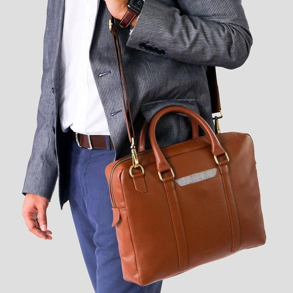 The Postbox Cullen Laptop Bag 15.6 Inch - Classic Tan