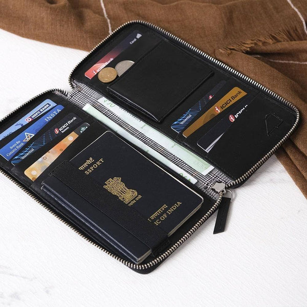 The Postbox Drift Passport Wallet - Black