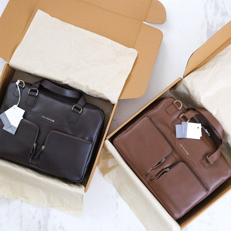 The Postbox Lyon Messenger Laptop Bag - Dark Tan - Modern Quests