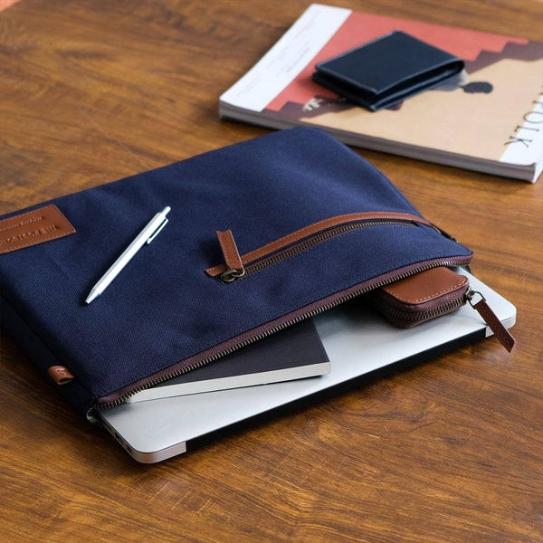 The Postbox Rye Laptop Sleeve 13 Inch - Oxford Blue