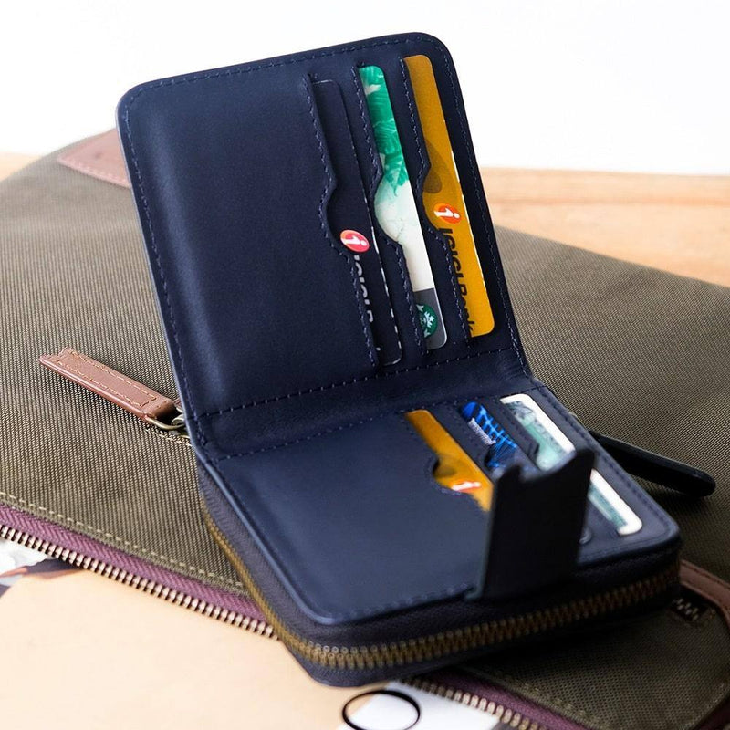 The Postbox Siena Bifold Zipper Wallet - Deep Blue Sea - Modern Quests