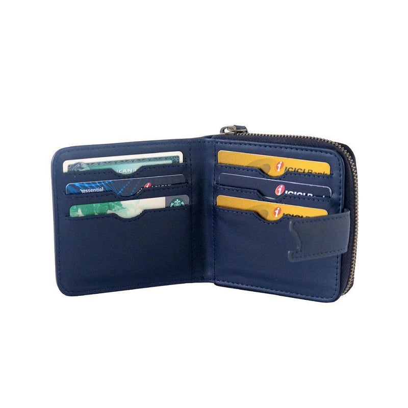 The Postbox Siena Bifold Zipper Wallet - Deep Blue Sea - Modern Quests
