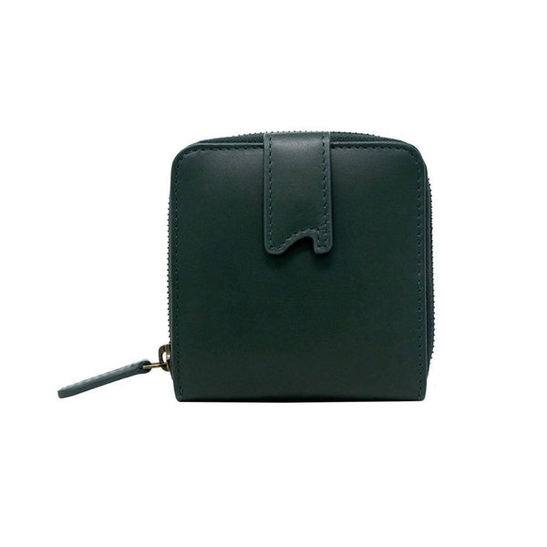 The Postbox Siena Bifold Zipper Wallet - Emerald Green