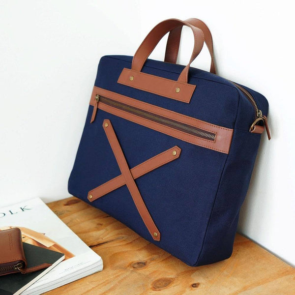 The Postbox The Arrival Laptop Workbag - Oxford Blue