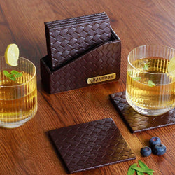 Three Sixty Entwine Coasters, Set of 6 - Brown - Modern Quests