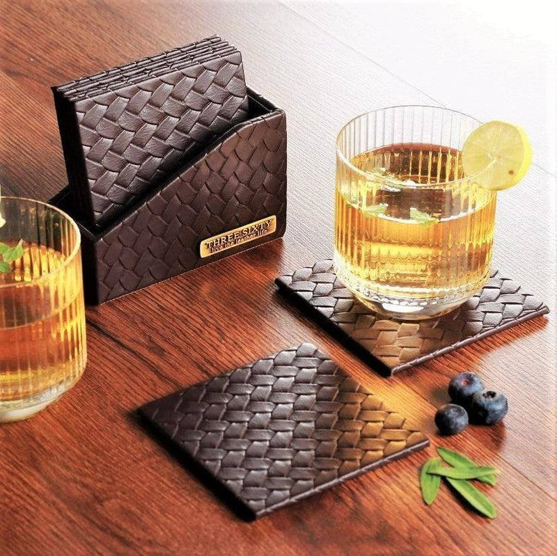 Three Sixty Entwine Coasters, Set of 6 - Brown - Modern Quests